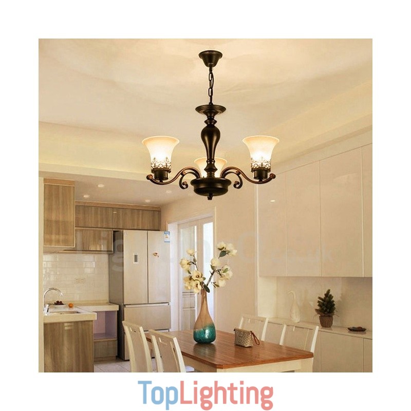 3 Light Rustic Lodge Integrated Metal Chandelier