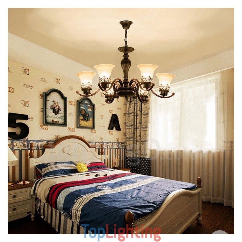 6 Light Rustic Lodge Integrated Metal Chandelier