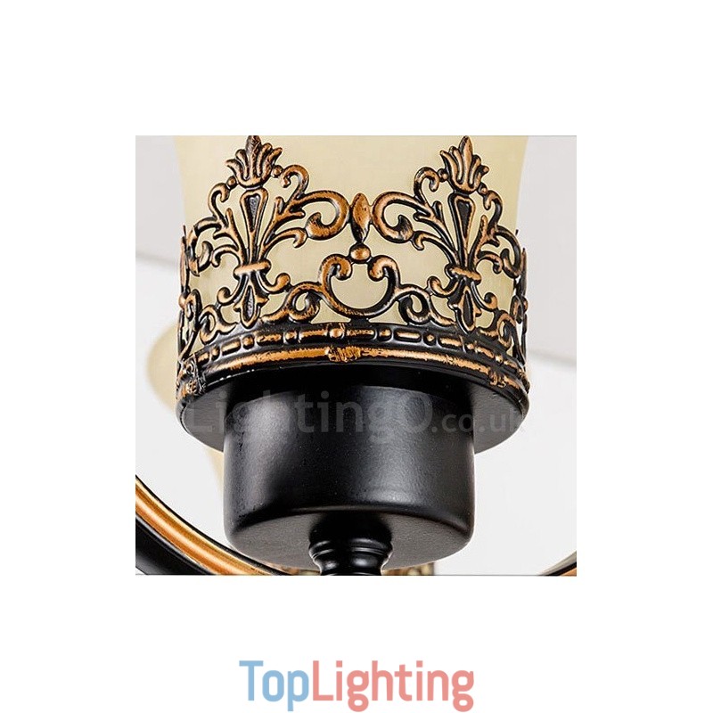 6 Light Rustic Lodge Integrated Metal Chandelier