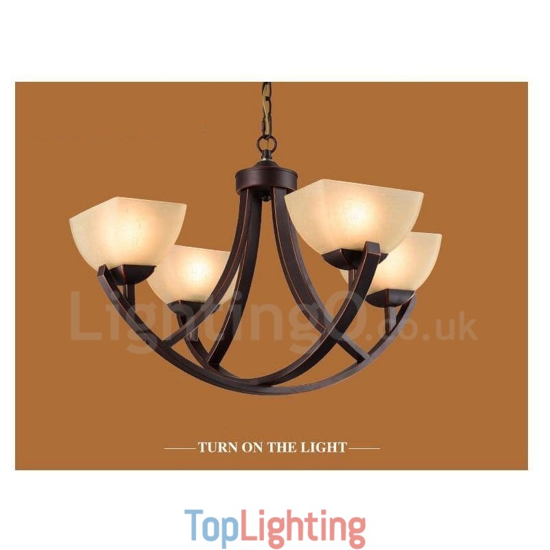 4 Light Rustic Lodge Integrated Metal Chandelier