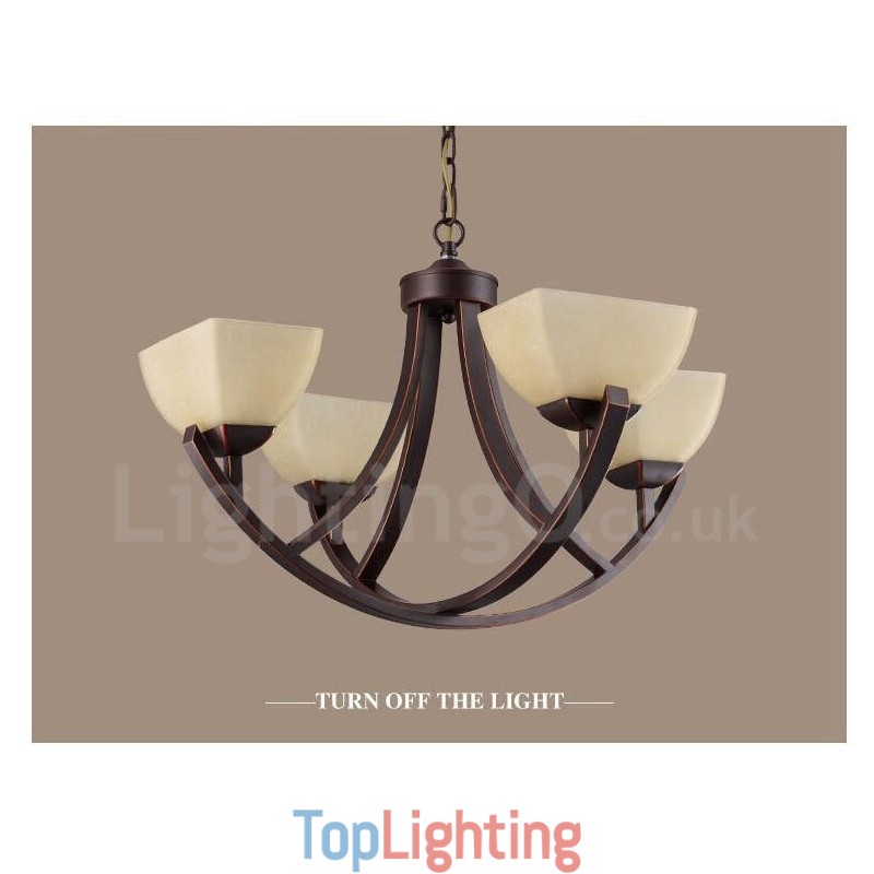 4 Light Rustic Lodge Integrated Metal Chandelier
