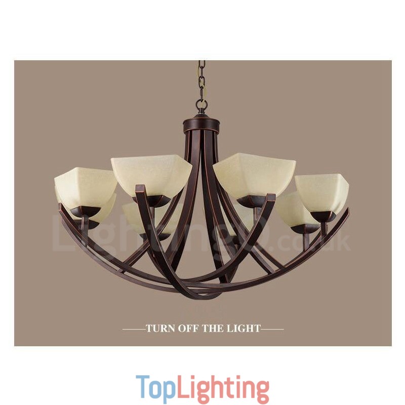 8 Light Rustic Lodge Integrated Metal Chandelier