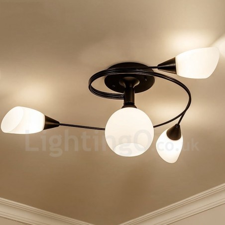 4 Light Rustic Lodge Integrated Chandelier with Glass Shade 4 Light Rustic Lodge Integrated Chandelier with Glass Shade