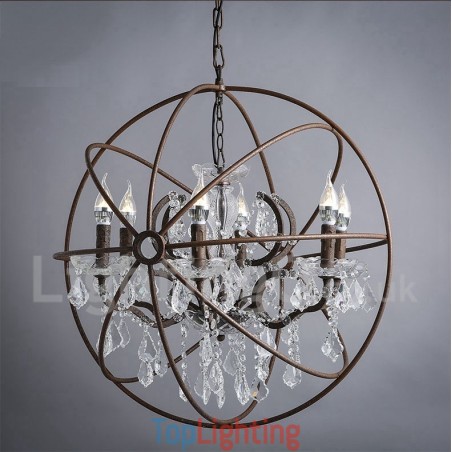 Diameter 60CM 80CM Vintage Crystal Painting Metal Chandelier Rusty Colour Pendant Light Diameter 60CM 80CM Vintage Crystal Painting Metal Chandelier Rusty Colour Pendant Light