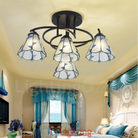4 Light Mediterranean Style Integrated Bath Metal Chandelier