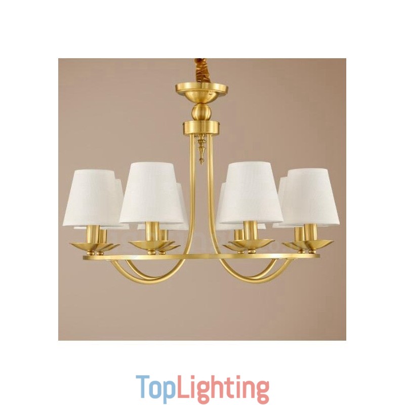 Brass 8 Light Rustic Lodge Integrated Metal Copper Chandelier