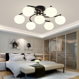 7 Light Rustic Lodge Integrated Chandelier with Glass Shade