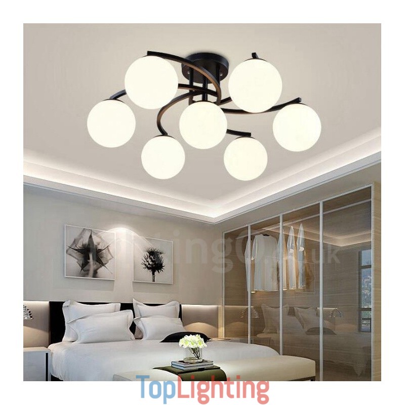 7 Light Rustic Lodge Integrated Chandelier with Glass Shade