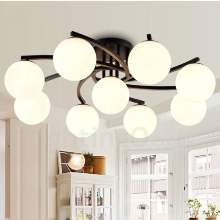 9 Light Rustic Lodge Integrated Chandelier with Glass Shade 9 Light Rustic Lodge Integrated Chandelier with Glass Shade