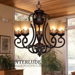 5 Light Rustic Lodge Integrated Metal Chandelier