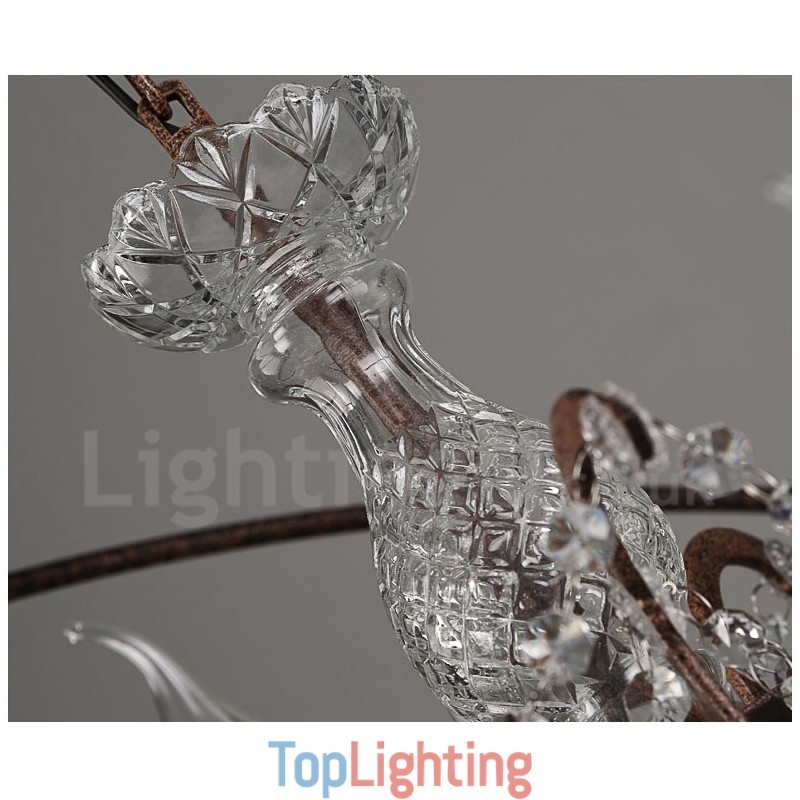 Diameter 60CM 80CM Vintage Crystal Painting Metal Chandelier Rusty Colour Pendant Light