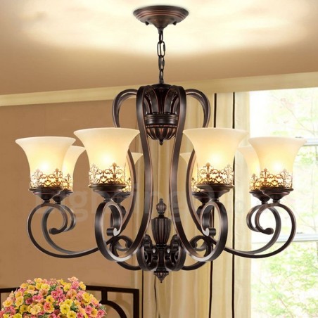 8 Light Rustic Lodge Integrated Metal Chandelier 8 Light Rustic Lodge Integrated Metal Chandelier