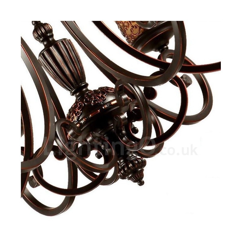 8 Light Rustic Lodge Integrated Metal Chandelier