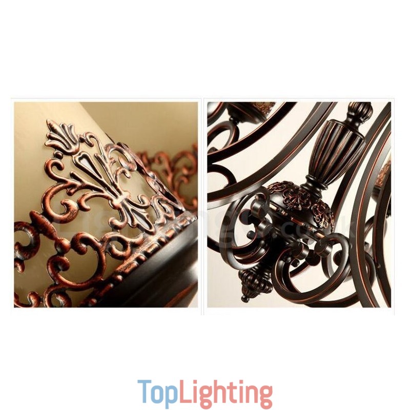 12 Light Rustic Lodge Integrated Metal Chandelier