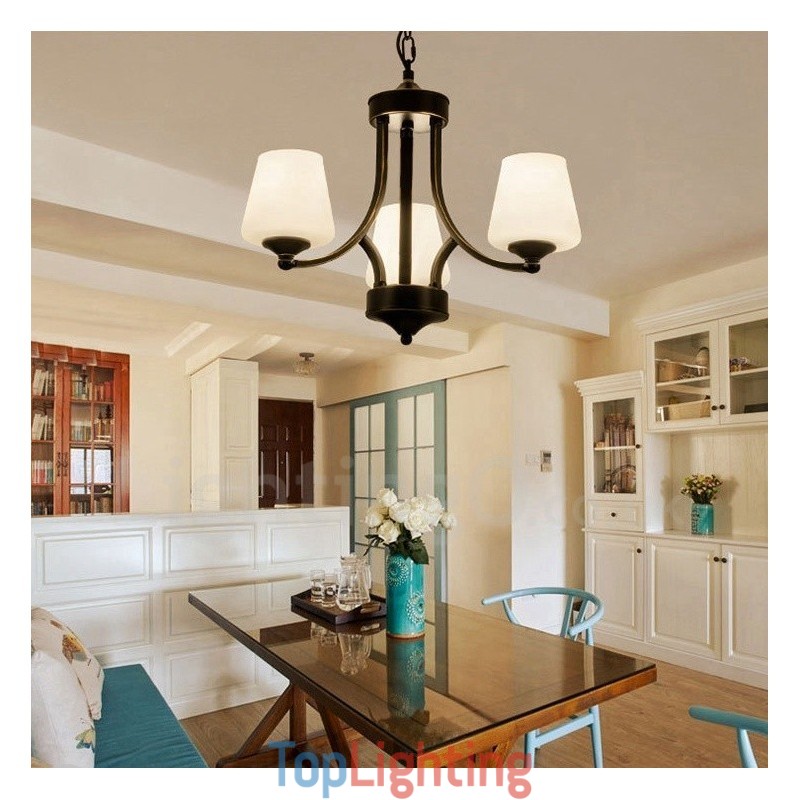 3 Light Rustic Lodge Integrated Metal Chandelier