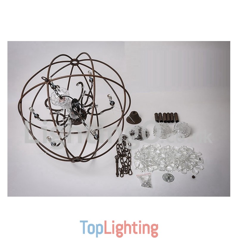 Diameter 60CM 80CM Vintage Crystal Painting Metal Chandelier Rusty Colour Pendant Light