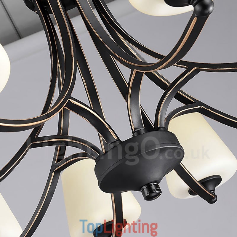 8 Light Rustic Lodge Integrated Metal Chandelier