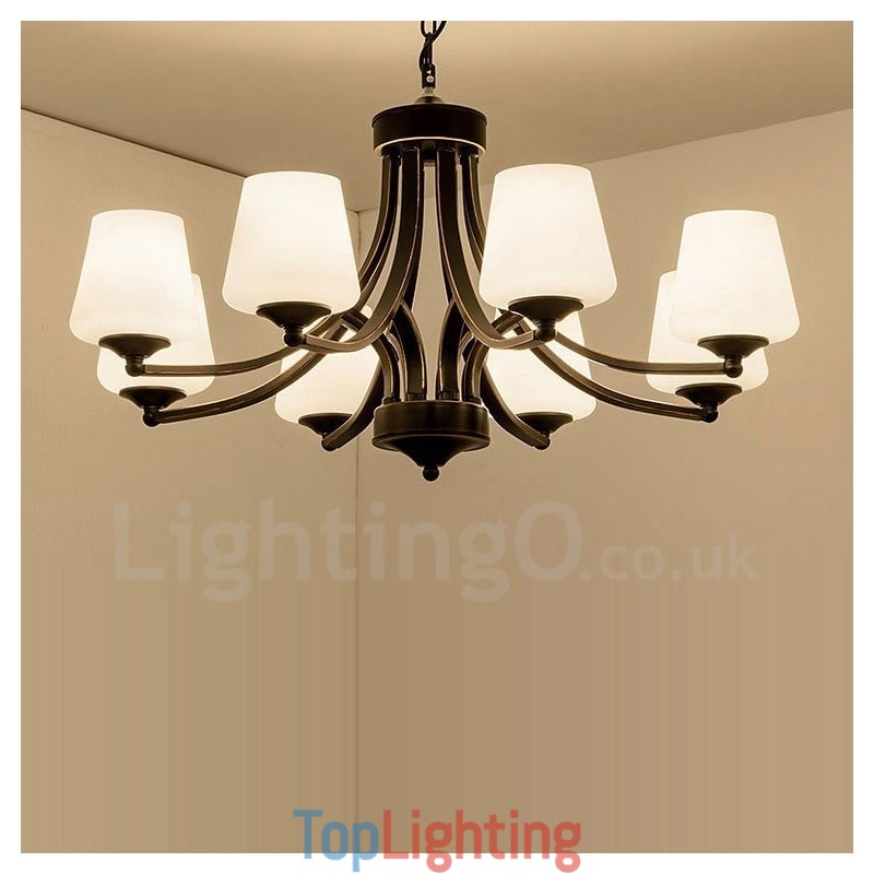 8 Light Rustic Lodge Integrated Metal Chandelier