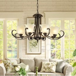 8 Light Rustic Lodge Integrated Metal Chandelier