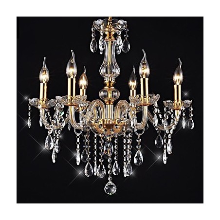 Chandelier 6 Lights Golden Vintage in Crystal Feature Chandelier 6 Lights Golden Vintage in Crystal Feature