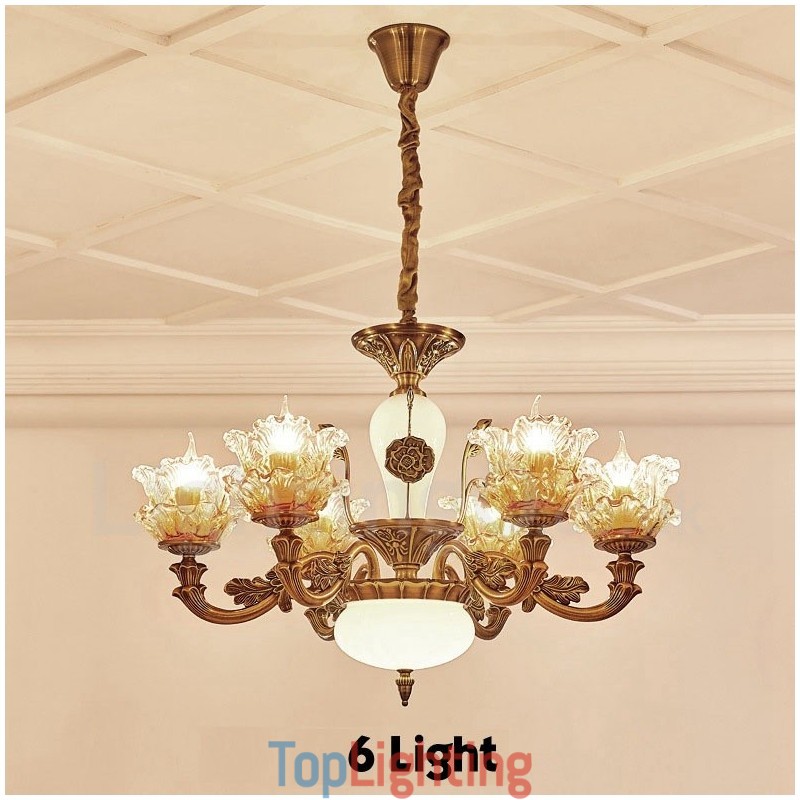 6 Light Traditional Classic Integrated Metal Chandelier