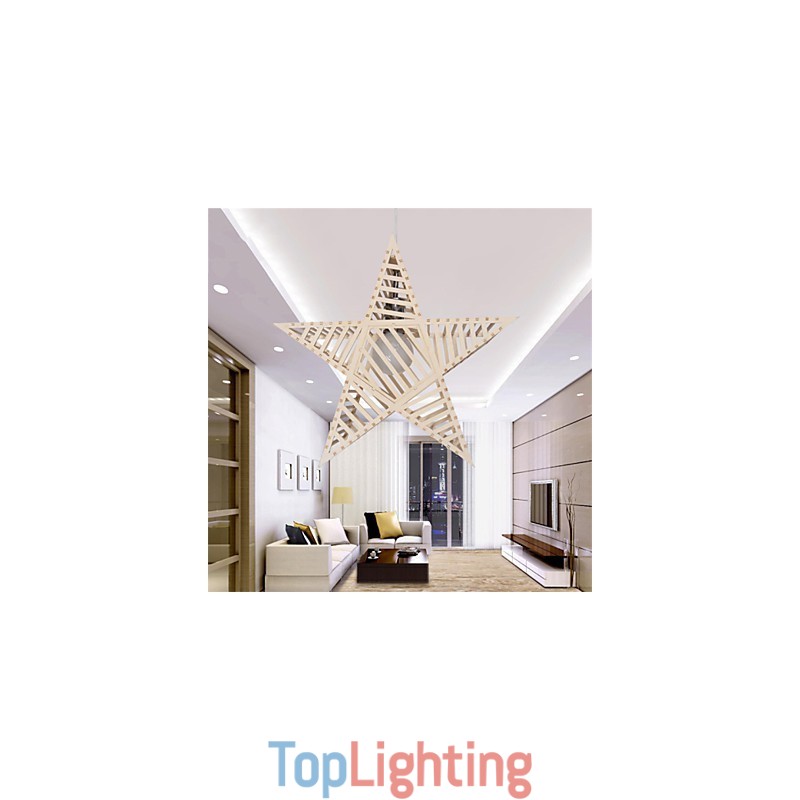 Vintage Five pointed Star Wood Chandelier