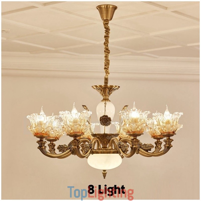8 Light Traditional Classic Integrated Metal Chandelier