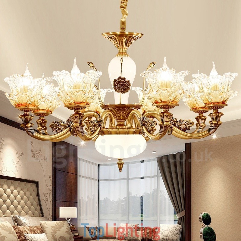 8 Light Traditional Classic Integrated Metal Chandelier
