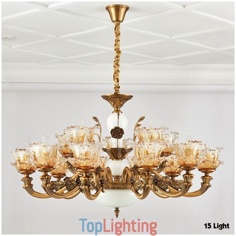 15 Light Traditional Classic Integrated Metal Chandelier