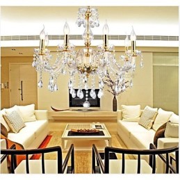 Chandelier 6 Lights Golden Vintage in Crystal Feature