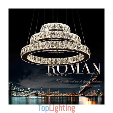 Pendant Light Modern Lighting Warm White Three Rings D204060 Transparent K9 Large Crystal Ceiling Lights Pendant Light Modern Lighting Warm White Three Rings D204060 Transparent K9 Large Crystal Ceiling Lights