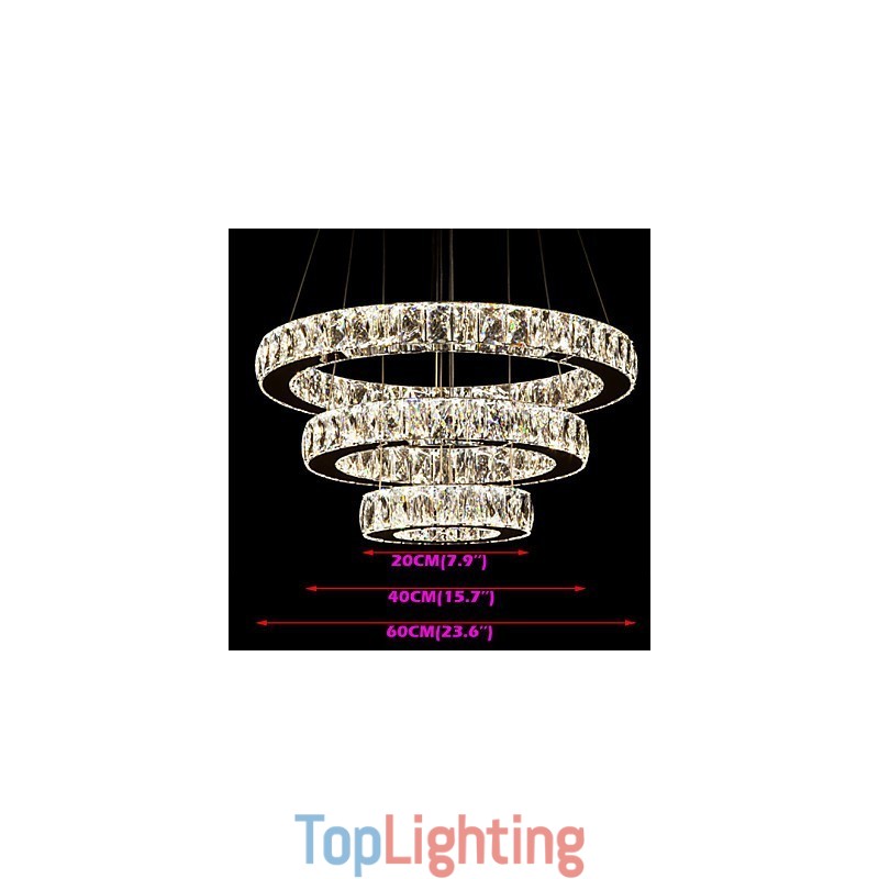 Pendant Light Modern Lighting Warm White Three Rings D204060 Transparent K9 Large Crystal Ceiling Lights