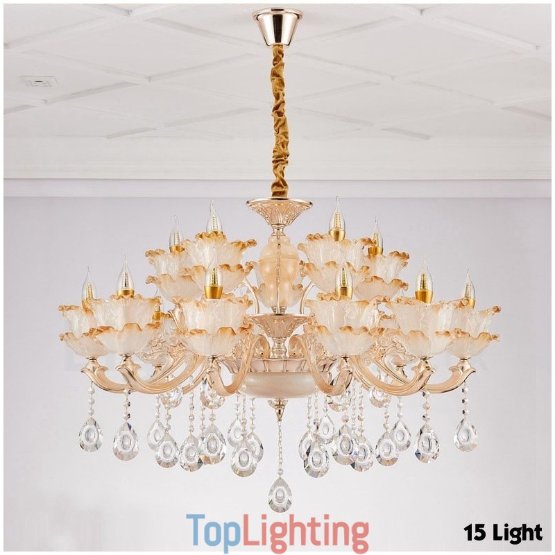 15 Light Traditional Classic Integrated Metal Chandelier