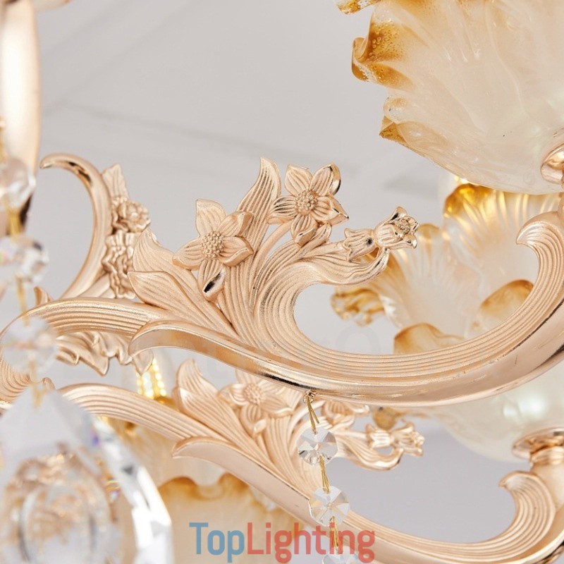 15 Light Traditional Classic Integrated Metal Chandelier
