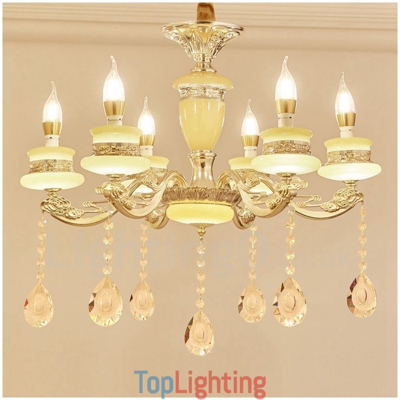 6 Light Traditional Classic Integrated Metal Luxury Chandelier