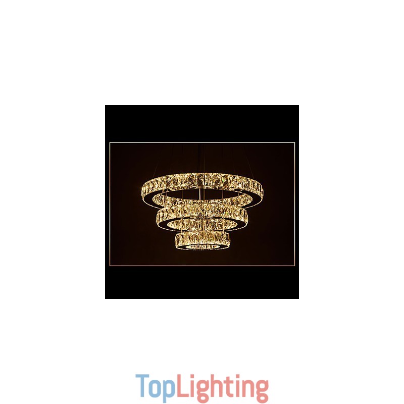 Pendant Light Modern Lighting Warm White Three Rings D204060 Transparent K9 Large Crystal Ceiling Lights