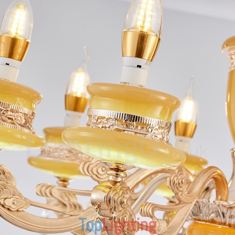 15 Light Traditional Classic Integrated Metal Chandelier