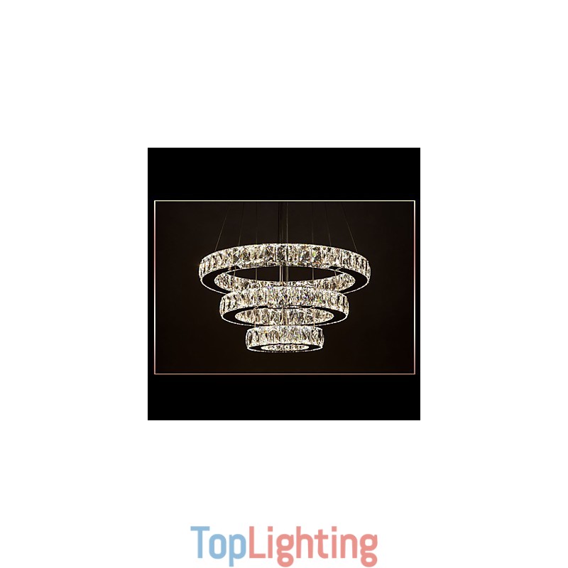 Pendant Light Modern Lighting Warm White Three Rings D204060 Transparent K9 Large Crystal Ceiling Lights