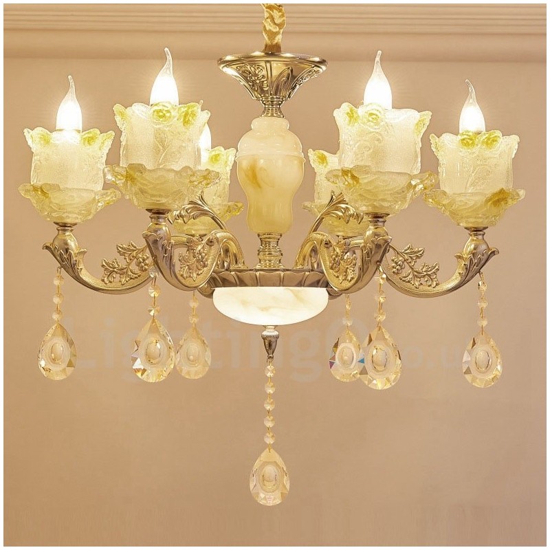 6 Light Traditional Classic Integrated Metal Chandelier
