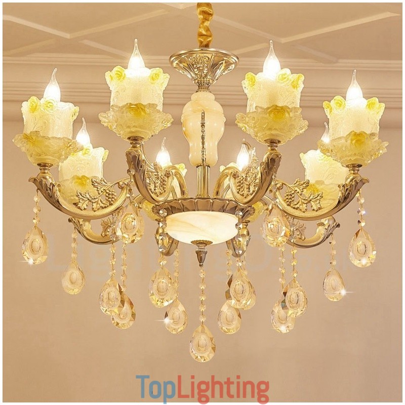8 Light Traditional Classic Integrated Metal Chandelier