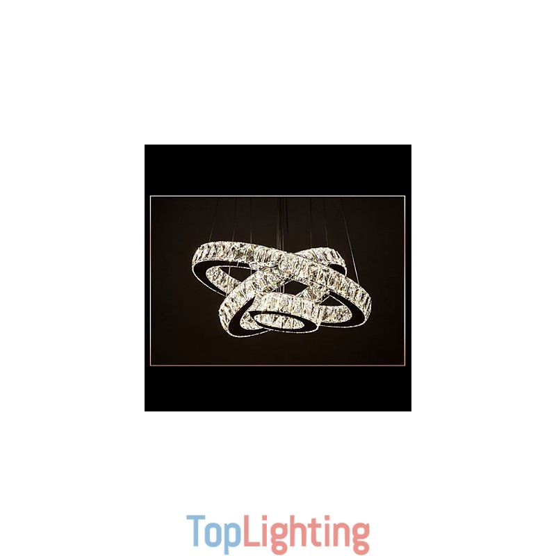 Pendant Light Modern Lighting Warm White Three Rings D204060 Transparent K9 Large Crystal Ceiling Lights