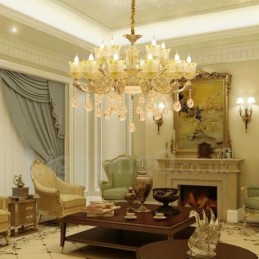 15 Light Traditional Classic Integrated Metal Chandelier