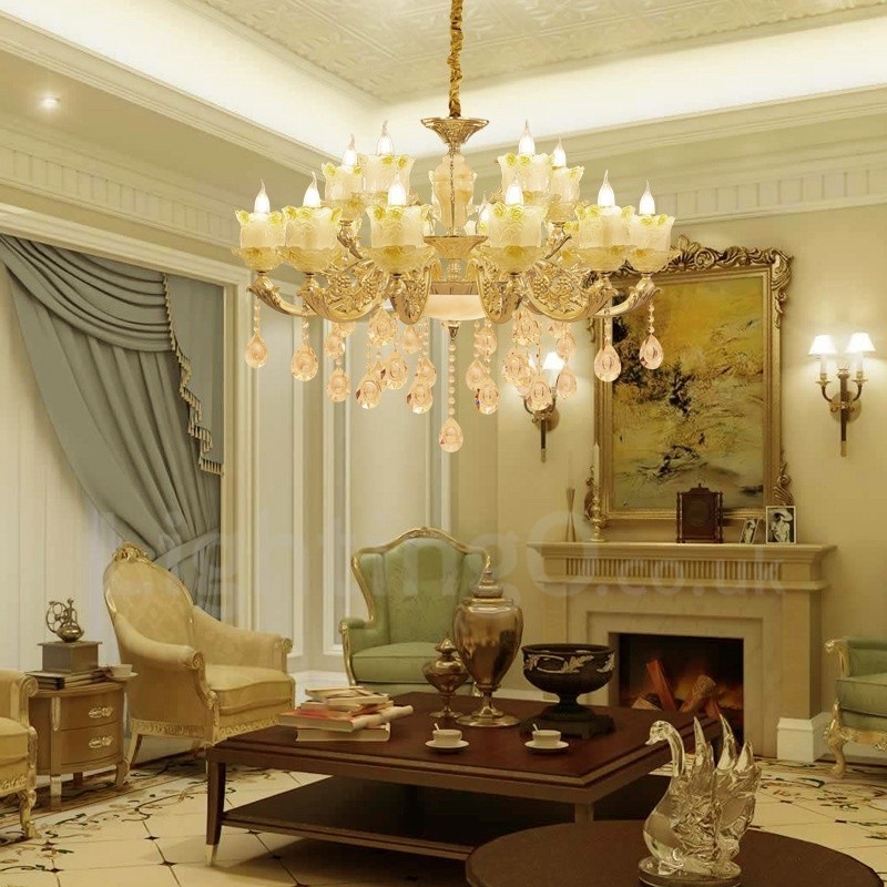 15 Light Traditional Classic Integrated Metal Chandelier