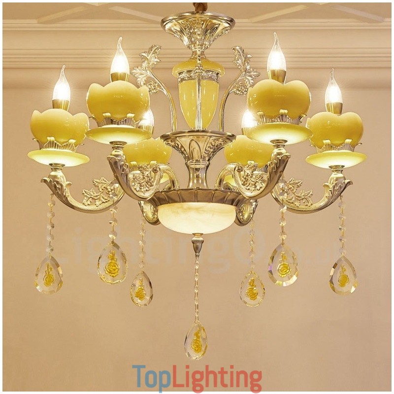 6 Light Traditional Classic Integrated Metal Chandelier
