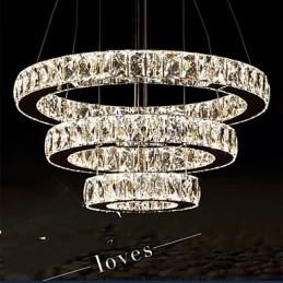 Pendant Light Modern Lighting Warm White Three Rings D204060 Transparent K9 Large Crystal Ceiling Lights