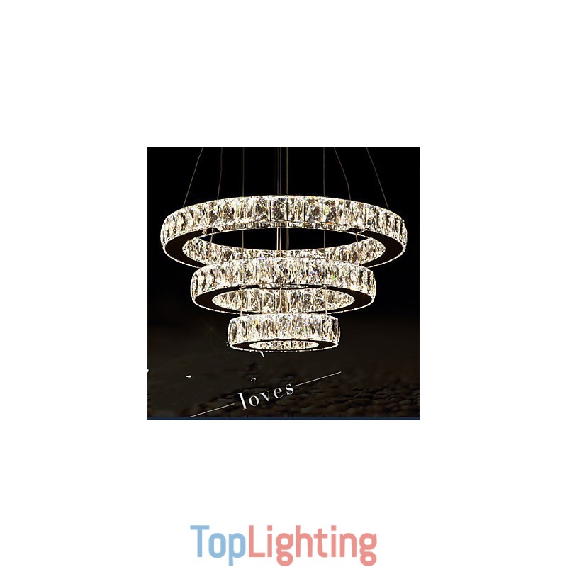 Pendant Light Modern Lighting Warm White Three Rings D204060 Transparent K9 Large Crystal Ceiling Lights