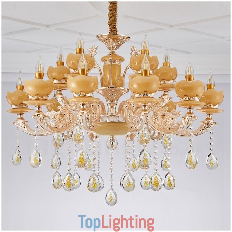 15 Light Traditional Classic Integrated Metal Chandelier