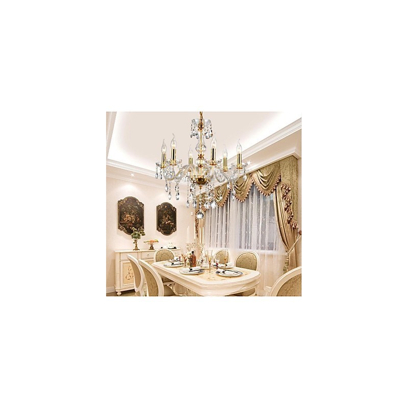 Chandelier 6 Lights Golden Vintage in Crystal Feature
