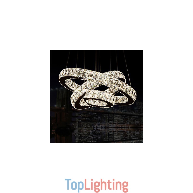 Pendant Light Modern Lighting Warm White Three Rings D204060 Transparent K9 Large Crystal Ceiling Lights