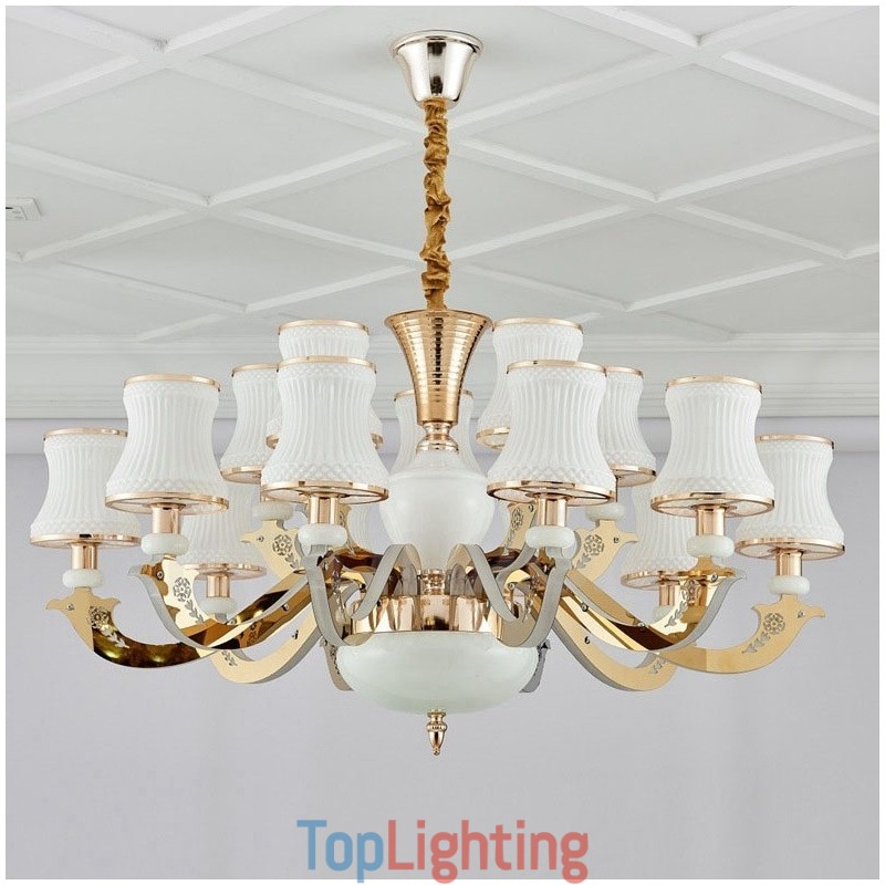 15 Light Traditional Classic Integrated Metal Chandelier